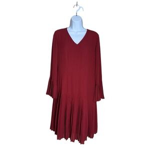 NEW The Limited Dress Womens Size 2 Merlot Bell Sleeve Pleated Skirt Dress XS S